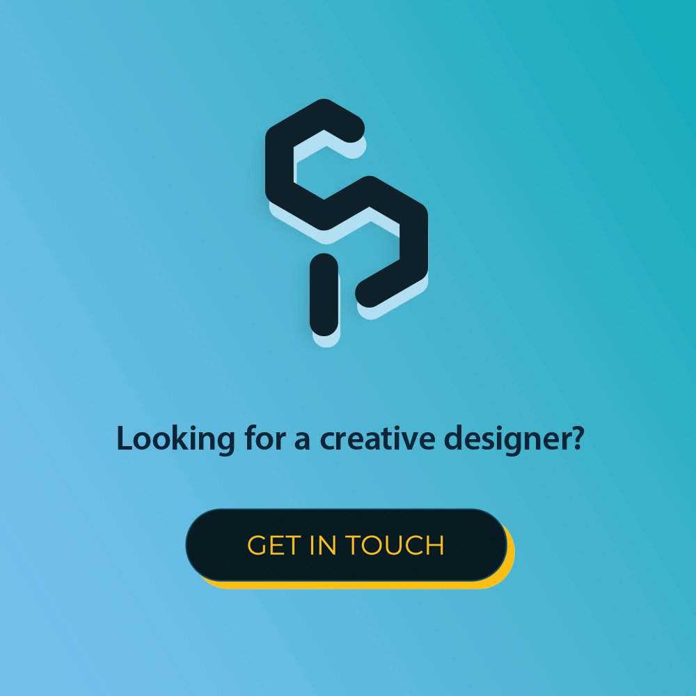 Graphic saying: Looking for a creative designer? Get in touch